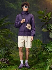 In My Nature Męska jednokolorowa kurtka z długim rękawem i ściągaczem, kurtka fioletowa - Morela - Zobacz 2