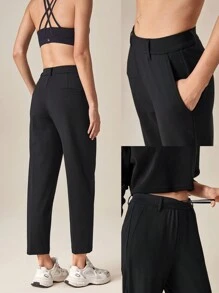 GLOWMODE 26" Versatile Wrinkle-Resistant Stretchy Tapered Work Pants With Side Zippered Pockets Daily Casual Office