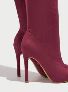 CUCCOO SZL Giày bốt cao gót mũi nhọn, cao đến đùi cho nữ vào dịp Giáng sinh và năm mới, mùa thu và đông - Màu Đỏ Sâu - Xem 5