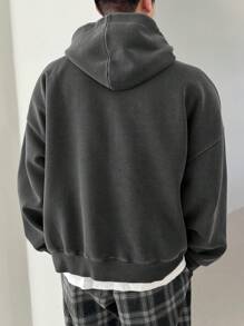 DAZY Men's Casual Letter Embroidery Drawstring Hooded Sweatshirt, Suitable For Autumn