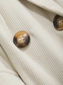 DAZY Plain Textured Loose Women Blazer,Fall Clothes Business Attire - Beige - View 10