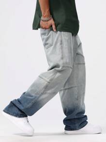 Chillumni 男士前扣口袋简约牛仔裤，休闲日常穿着 - 淺色水洗藍 - 查看 8