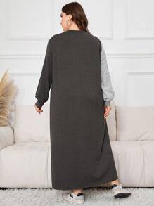 Lacomfia Vestido Holgado con Capucha de Talla Grande con Cuello Redondo y Bloque de Color con Lentejuelas
