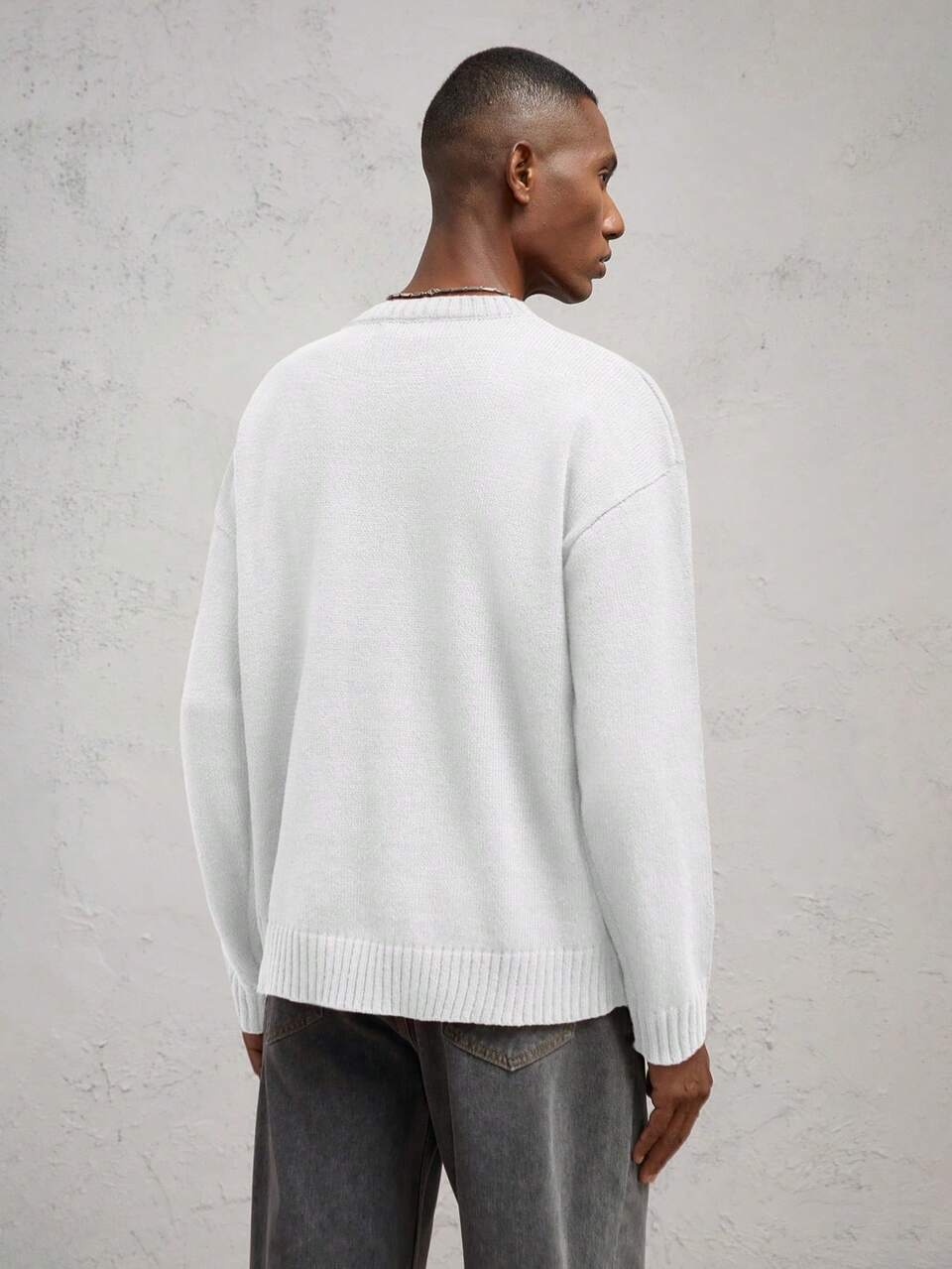 Men's Loose Fit Pullover Knitted Crew Neck Drop Shoulder Casual Sweater, Contrast Color Patchwork Design, Suitable For Autumn/Winter, Burgundy