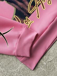 Manfinity Roghcode Men's Face Print Hoodie, Casual And Fashion For Daily Wear - Pink - View 6