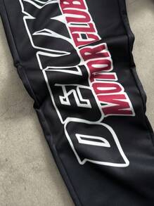 Manfinity EMRG Men's Autumn Letter Print Hooded Sweatshirt And Sweatpants Casual Set - Black - View 3