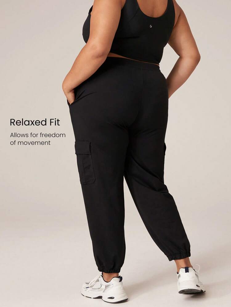 CloudKnit Plus Size Adjustable Drawstring Waist Cargo Joggers With Multi Side Pockets Daily Casual