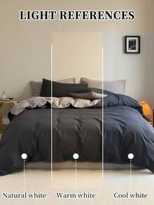 Bộ chăn ga gối 2/3 món, Bộ đồ giường, Bộ đồ giường màu trơn, Trang trí phòng ấm cúng, Bộ đồ giường mềm mại và thoáng khí, Bộ đồ giường thoải mái và chống xù lông, Mềm mại và thân thiện với da, Vỏ chăn và vỏ gối đơn giản, phong cách, Không bao gồm lõi chăn, Phù hợp với giường đôi, giường cỡ King, giường cỡ Queen, mọi kích cỡ, Thích hợp cho mọi mùa, Đồ dệt gia dụng, Quà tặng đồ giường, Có thể giặt bằng máy - Màu xám đen - Xem 7