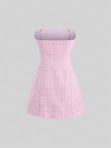 Sweetra 女士优雅富家女优雅洋红色圣诞派对法式别致抹胸蝴蝶结连衣裙 Y2K 服装俱乐部服装节日连衣裙女士迷你短款女士服装 - 粉色 - 查看 2