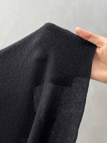 SHEIN Privé Blusa de manga larga y acampanada con abertura frontal, cuello redondo, corte ajustado, para mujer de talla grande, ideal para ocasiones como días festivos, Año Nuevo, fiestas y oficina elegante