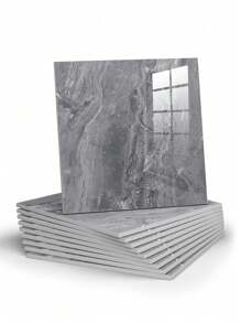 10张0.9平米深灰色大理石瓷砖贴纸防水防潮铝塑自粘墙纸适用于墙面翻新装饰情人节、七夕节婚礼、生日、墙面装饰