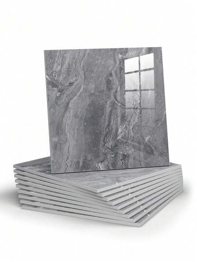 10 fogli di adesivi per piastrelle in marmo grigio scuro, 0,9 metri quadrati, impermeabili, a prova di umidità, in alluminio-plastica, autoadesivi, per ristrutturazione e decorazione di pareti, ideali per San Valentino, matrimoni di San Valentino, compleanni, decorazioni murali