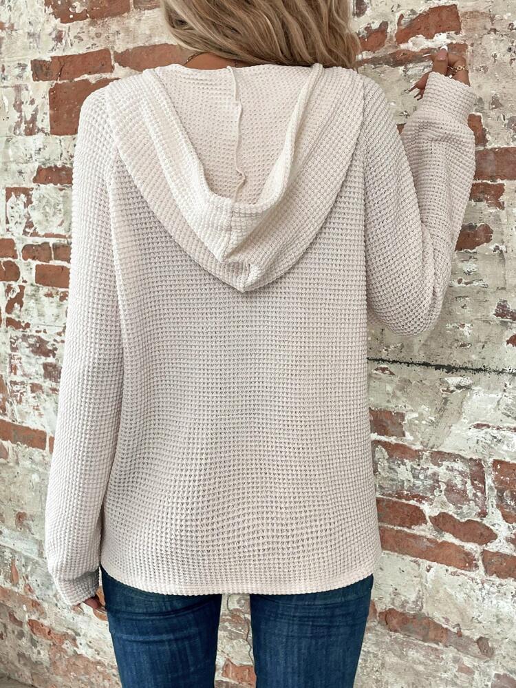 Hoodie mit halber Knopfleiste, Raglanärmeln und Kordelzug, Langarm Oberteile für Abschluss, Schulanfang, Abschluss, Lehreroutfits für Frauen, Schulanfang im Herbst/Winter