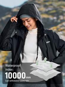 In My Nature 女士休闲前拉链连帽户外夹克，秋季 - 黑色 - 查看 3