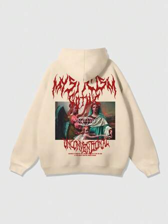 Street Life Men's Letter & Graphic Printed Casual Hooded Long Sleeve Sweatshirt