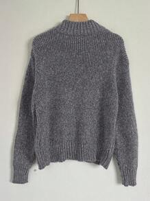 INAWLY Pull casual ample à fermeture éclair de unicolore pour femme