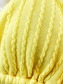 Swim Mod 1pc Women's Summer Beach Textured Fabric Halter Neck Triangle Bikini Top - Yellow - View 4