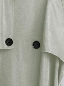 SHEIN Clasi Women Burgundy Trench Coats - Green - View 4