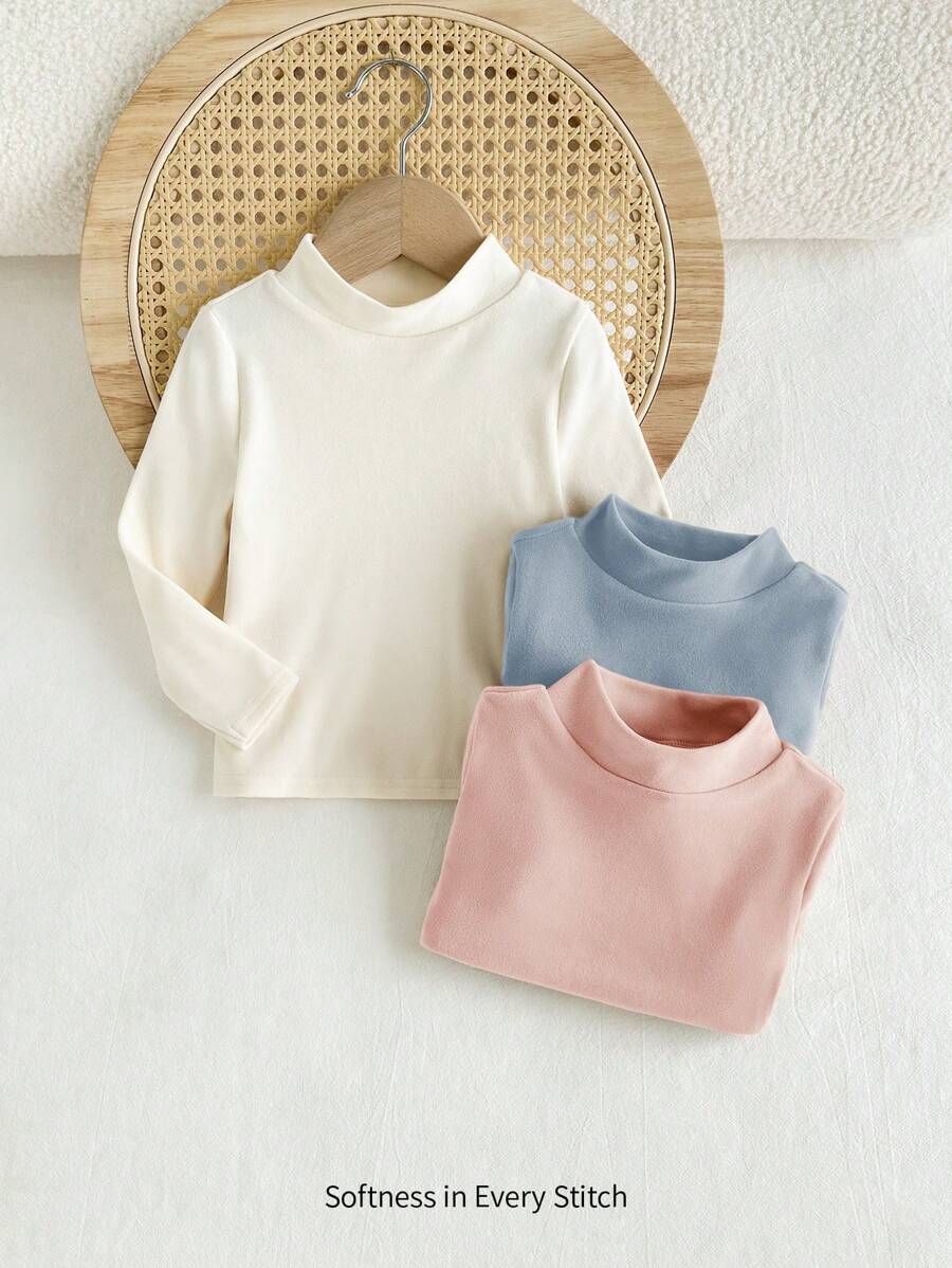Cozy Pixies 3pcs Baby Girl Solid Color Knitted Soft Collared Long Sleeve Top Set - Multicolor - View 1