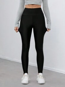 SHEIN Tall Knitted High Elastic Shiny Women's Tight Leggings