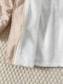 Young Girl Spring Autumn Winter Woven Long Sleeve Fashion Zip-Up Bear Digital Print Hooded Fleece Jacket, Suitable For Formal Occasions, Elegant Hooded Fleece Jacket