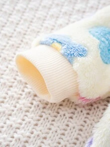 Cozy Pixies 新生女婴碎花圆领长袖连体衣，加厚内衬 - 卡其色 - 查看 6