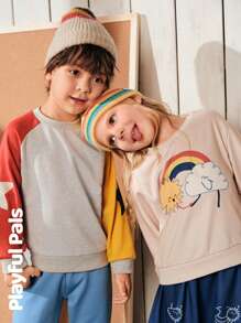 SHEIN Bộ 2 món đồ cho bé gái Fun Planet Áo nỉ & váy dễ thương/cổ điển/thường ngày/ở nhà/đi chơi Trang phục mùa đông/mùa thu Quần áo bé gái/Quần áo mùa thu cho bé gái - Nhiều màu - Xem 8