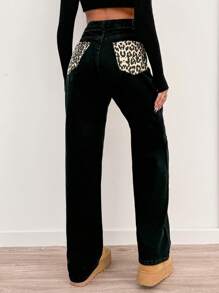 RueChic SOLID HIGH WAIST STRAIGHT DENIM JEANS - Black - View 1