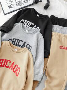 SHEIN 6pcs Baby Girls & Boys Casual Knitted Letter Print Long Sleeve Sweatshirt And Pants Set, Cute Multi-Match, Autumn/Winter - Multicolor - View 8