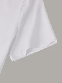 SHEIN Unity Áo thun bó sát có thiết kế khẩu hiệu "Tôi thực sự chỉ là một cô gái" dành cho nữ Áo thun họa tiết dành cho nữ - trắng - Xem 4