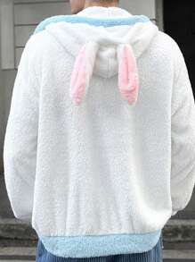 Manfinity RebelGame 男士时尚休闲年轻宽松拼接长袖连帽针织夹克，外出彩色轻便夹克，送给朋友、丈夫、男朋友的礼物 - 白色 - 查看 2