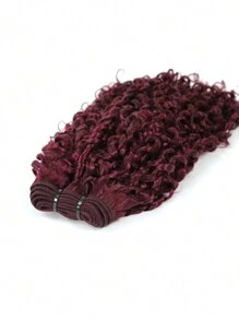 12A Grade Burgundy 99J# Color Double Drawn Pixie Curl Hair Weave Bundles One Donor Unprocessed Virgin Human Hair Bundles Full End - SBUG/99J - View 6