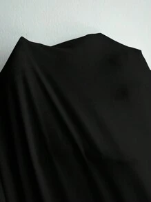 DAZY 1pc Women Plain Long Sleeve Simple Casual Top, Everyday Wear - Black - View 5