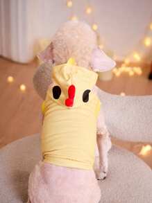 PETSIN 1 件宠物猫狗通用可爱卡通动物鸡 3D 图案套头连帽衫 - 彩色 - 查看 2
