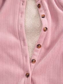 SHEIN Mameluco lindo de pana con estampado de dibujos animados y forro cálido para otoño/invierno para bebés niñas - Rosa - Ver 8