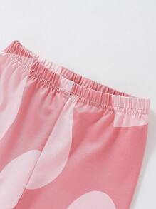 3pcs Young Girl Cute Heart Print Casual Long Sleeve Top And Pants Set, Snug Fit - Multicolor - View 4