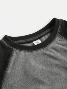 Girlism Adolescente fete tricot colorblock cu talie mulata cu maneci bufante cu volane rochie sport casual pentru toamna, intoarcere la scoala