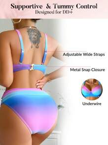 Voyashape Women Ombre Color Bikini Set With Underwire, Includes Top And Bottom Summer - Black and White - View 3