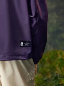 In My Nature Męska jednokolorowa kurtka z długim rękawem i ściągaczem, kurtka fioletowa - Morela - Zobacz 6