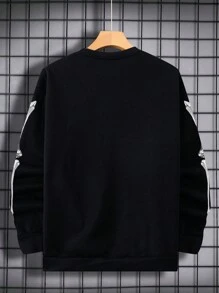 RueChic 100% Cotton Men Skeleton Printed Regular Sweatshirt - Dark Grey - View 2