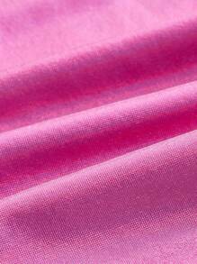 SHEIN ICON 金属光泽面料衬垫胸罩短款上衣吊带背心 - 粉色 - 查看 4