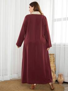 Al Najma Plus Size Women Długa haftowana sukienka Abaya, Elegancka i pełna wdzięku, Skromna z długim rękawem, swobodna, maxi, arabska sukienka Jalabiya, na co dzień