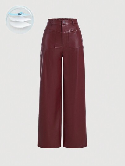 SHEIN MOD Pantalones de mujer de PU vintage