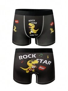 Calzoncillos de cintura elástica con estampado digital para adolescentes - Amarillo - Ver 1