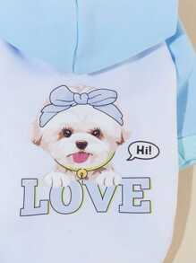 PETSIN 1 pieza Sudadera con estampado de cachorrito y amor - Multicolor - Ver 4