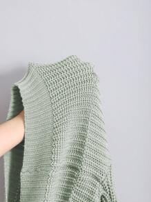 SHEIN Leap Crew Suéter de cuello redondo de punto texturizado color verde oliva para adolescentes - Verde - Ver 5