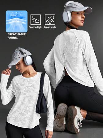 Exploreva 女士休闲插肩长袖运动 T 恤