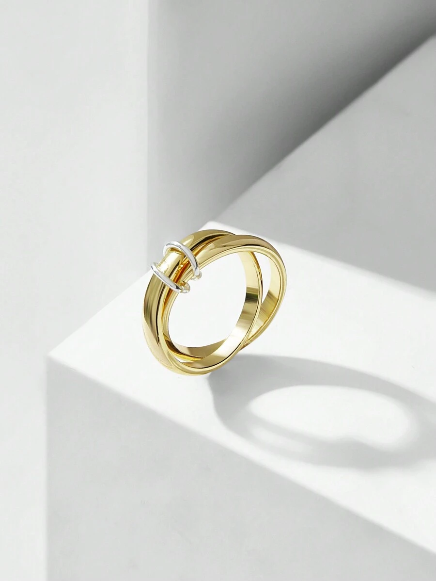 MOTF PREMIUM 2トーンメッキダブルループリング - マルチカラー - チェックする 1