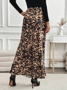 SHEIN Tall 女式休闲高腰豹纹长裙