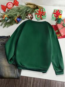 INAWLY Women's Casual Crew Neck Long Sleeve Skeleton Print Sweatshirt, Daily Wear,Long Sleeve Tops Pullover Fall Outfit - Dark Green - View 2